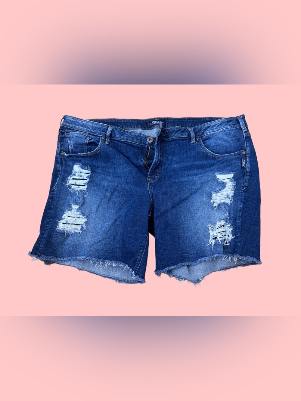 Silver Jeans Distressed Blue Denim Cutoff Shorts